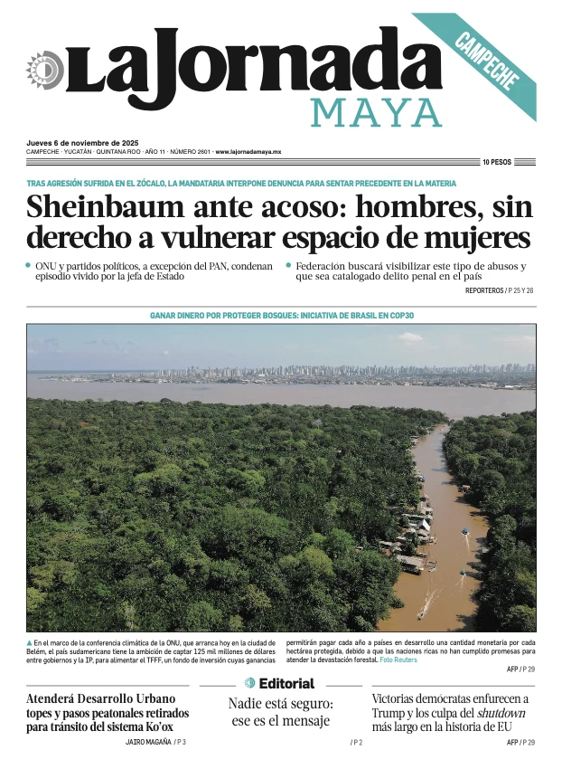 Portada de La Jornada Maya Campeche del jueves, 6 de noviembre de 2025