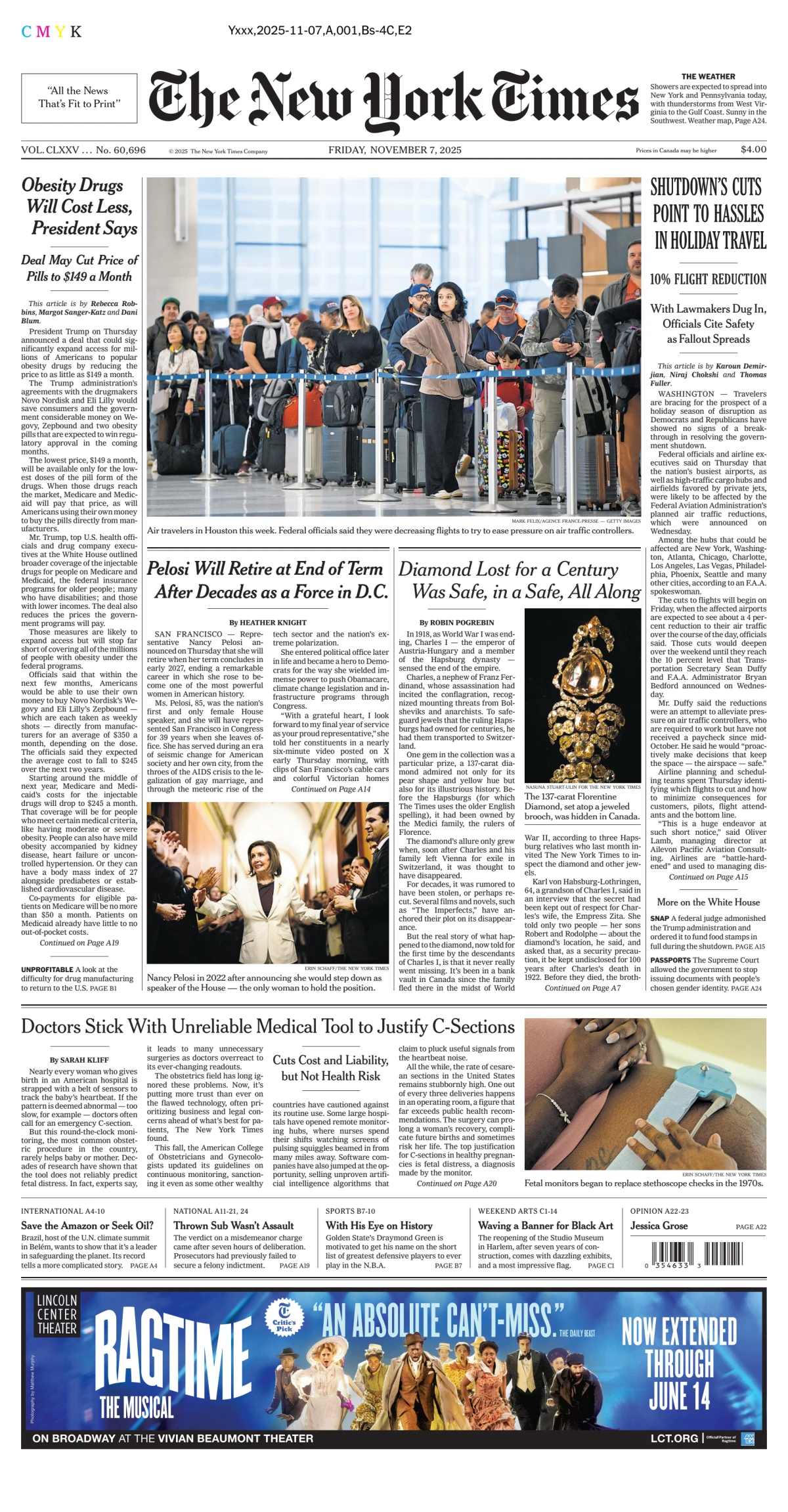Portada de The New York Times (national) del viernes, 7 de noviembre de 2025