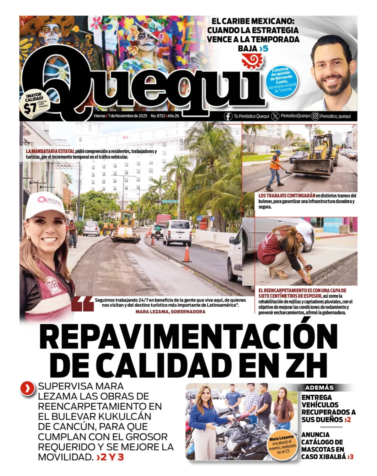 Portada de Quequi del viernes, 7 de noviembre de 2025