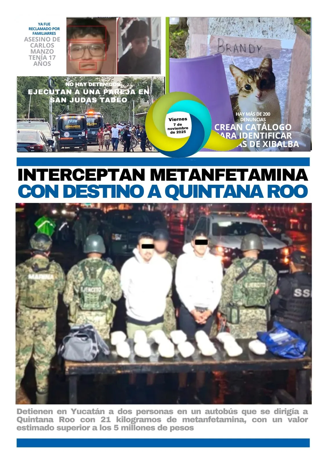 Portada de El Quintana Roo (contraportada) del viernes, 7 de noviembre de 2025