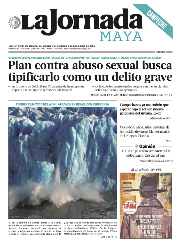 Portada de La Jornada Maya Campeche del viernes, 7 de noviembre de 2025