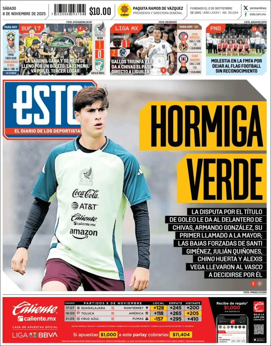 Portada de Esto del sábado, 8 de noviembre de 2025