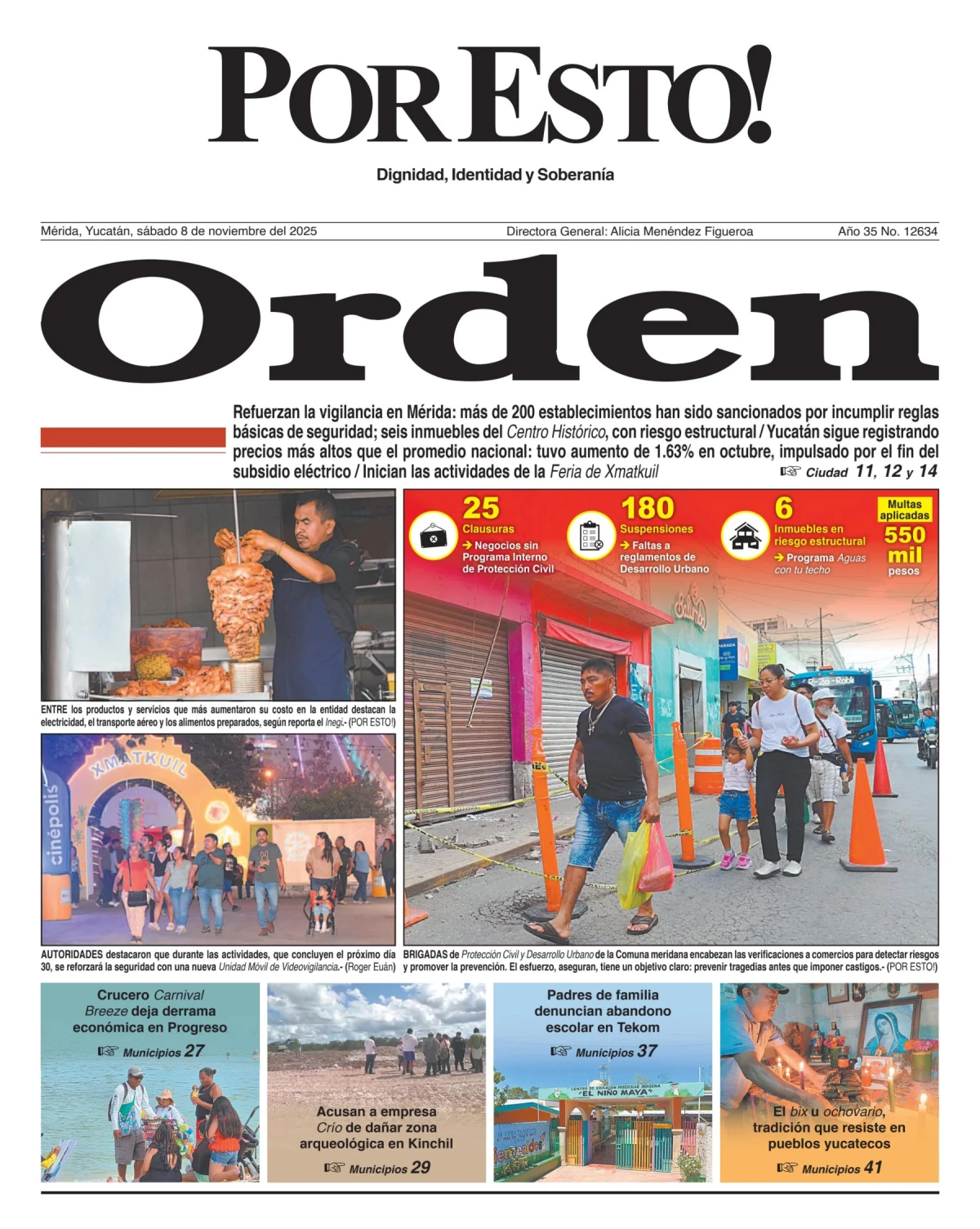 Portada de Por Esto (merida, Yucatan) del sábado, 8 de noviembre de 2025