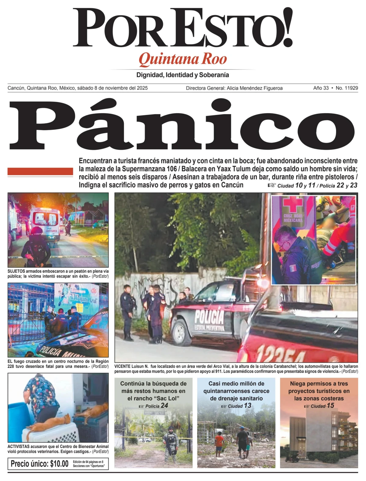 Portada de Por Esto (quintana Roo Cancun) del sábado, 8 de noviembre de 2025