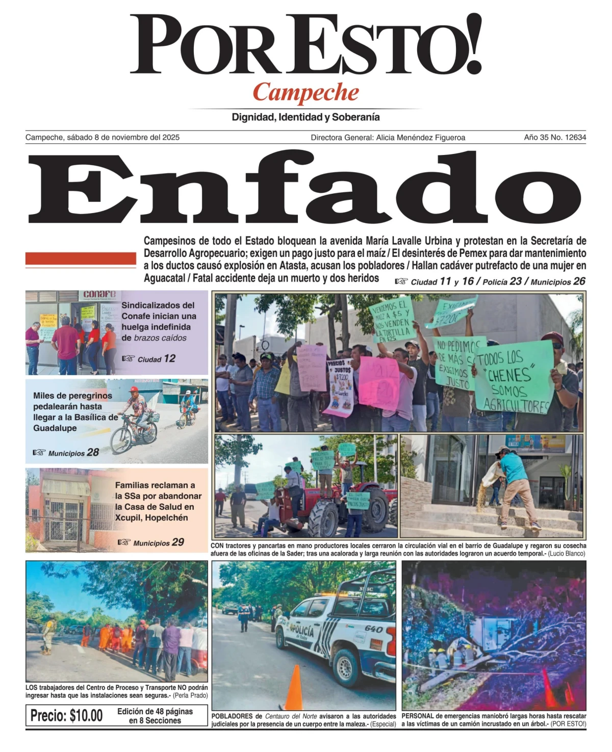 Portada de Por Esto (campeche) del sábado, 8 de noviembre de 2025