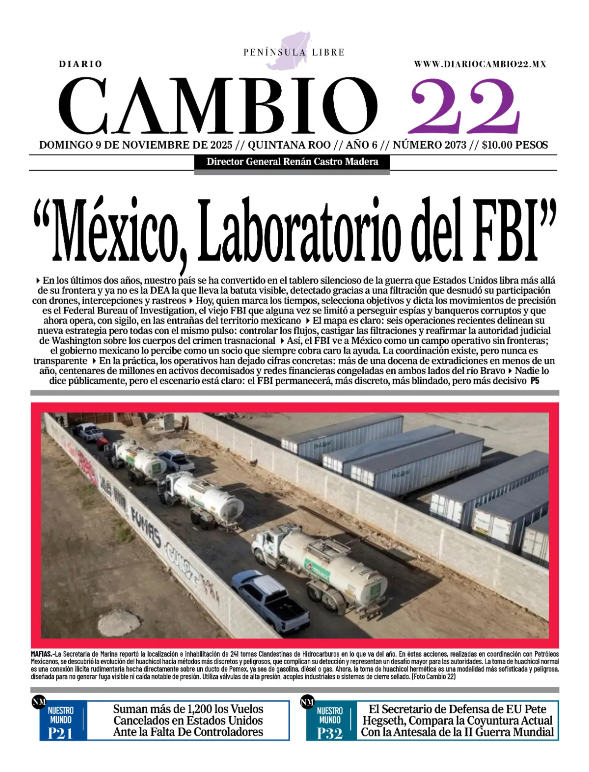 Portada de Diario Cambio 22 (contraportada)