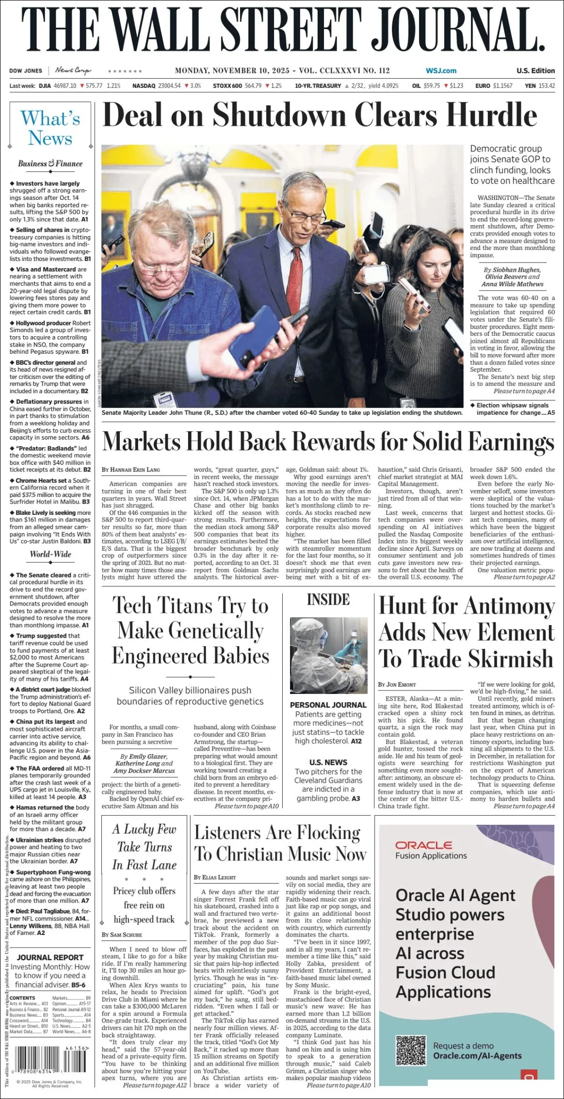 Portada de The Wall Street Journal
