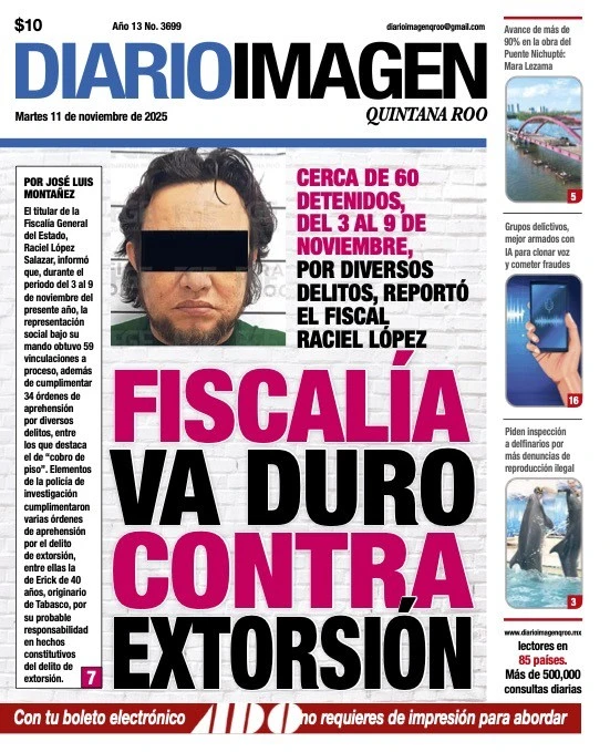 Portada de Diario Imagen Quintana Roo del martes, 11 de noviembre de 2025