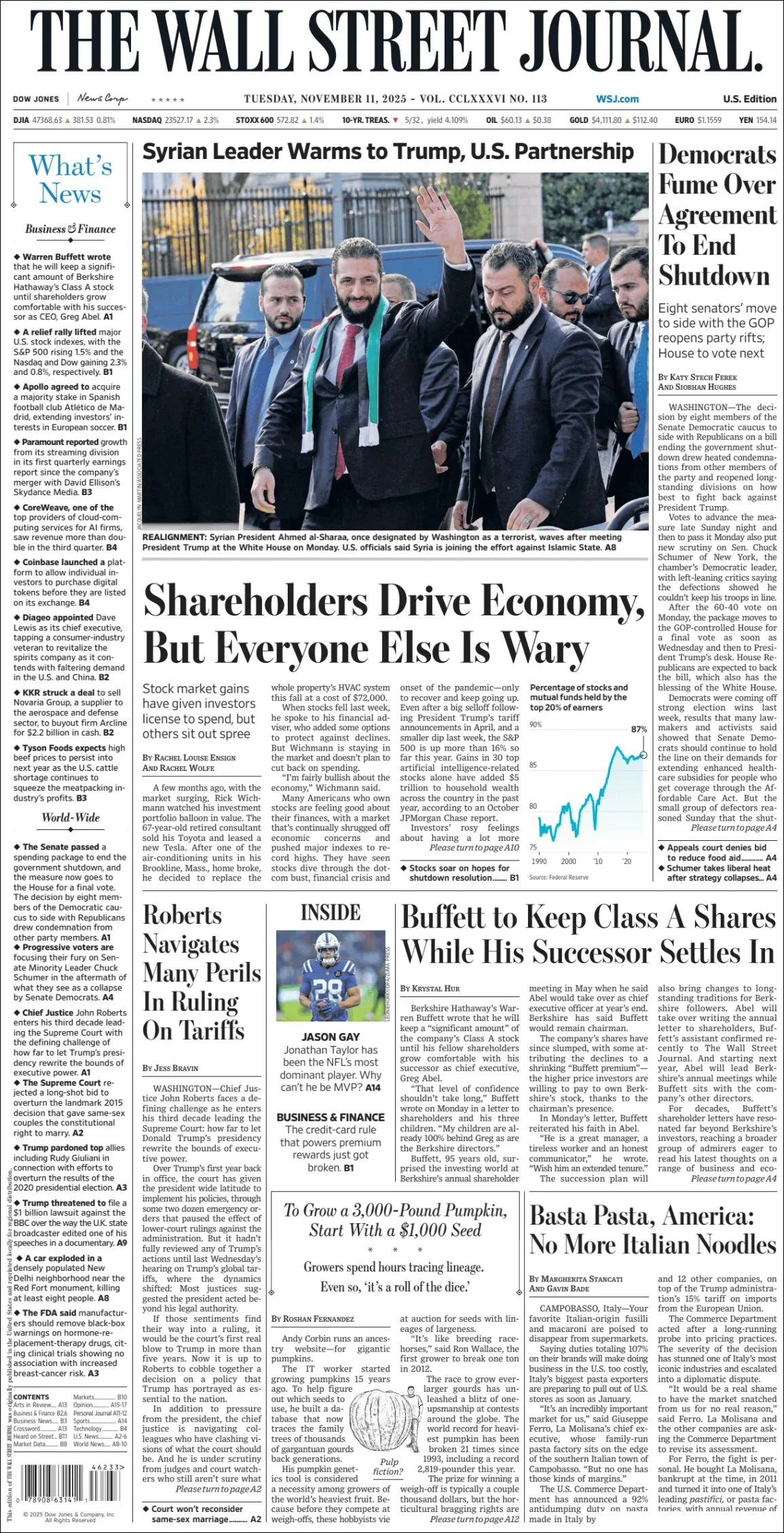 Portada de The Wall Street Journal