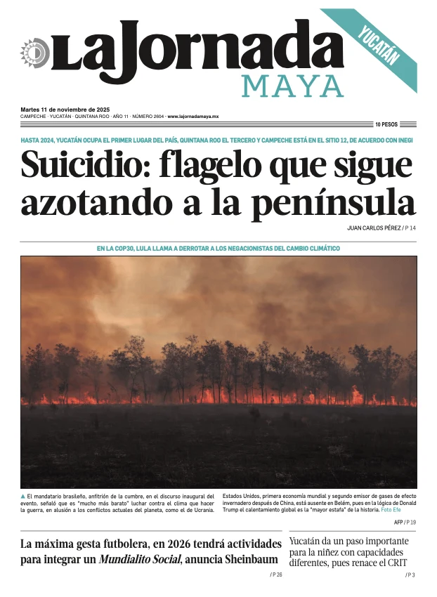 Portada de La Jornada Maya Yucatán del martes, 11 de noviembre de 2025
