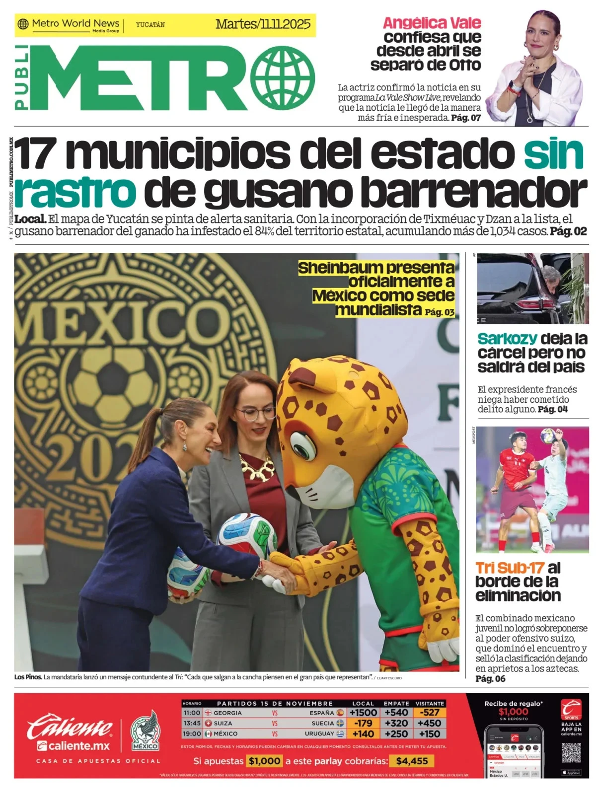 Portada de Publimetro Merida del martes, 11 de noviembre de 2025