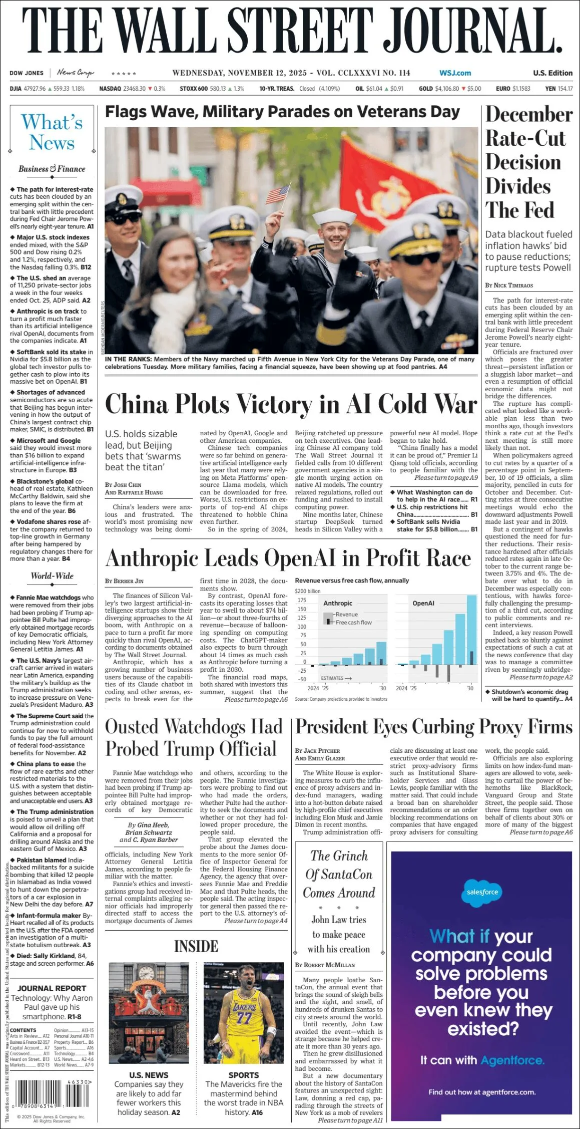 Portada de The Wall Street Journal