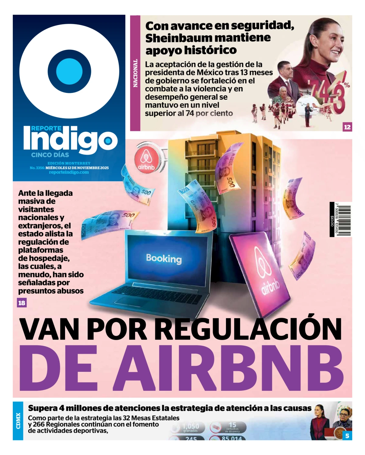 Portada de Reporte Indigo Monterrey del miércoles, 12 de noviembre de 2025