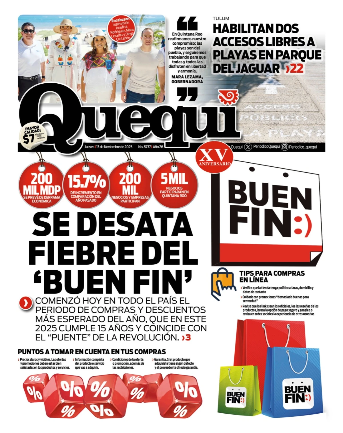 Portada de Quequi del jueves, 13 de noviembre de 2025