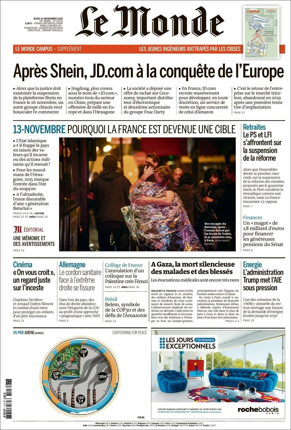 Portada de Le Monde del jueves, 13 de noviembre de 2025