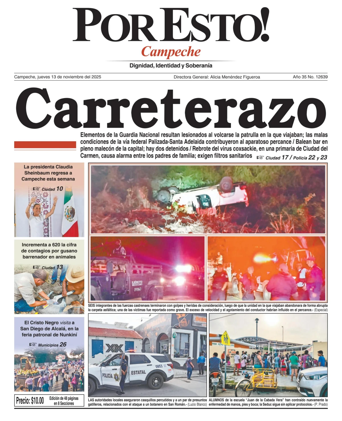 Portada de Por Esto (campeche) del jueves, 13 de noviembre de 2025