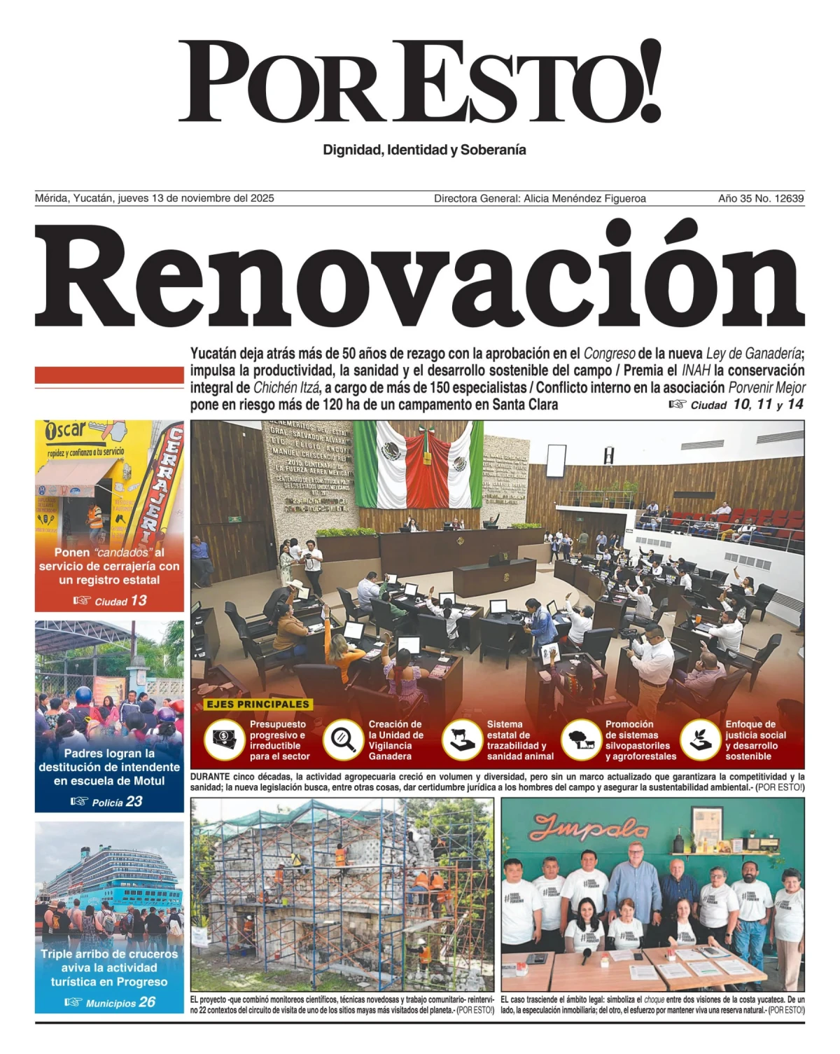 Portada de Por Esto (merida, Yucatan) del jueves, 13 de noviembre de 2025
