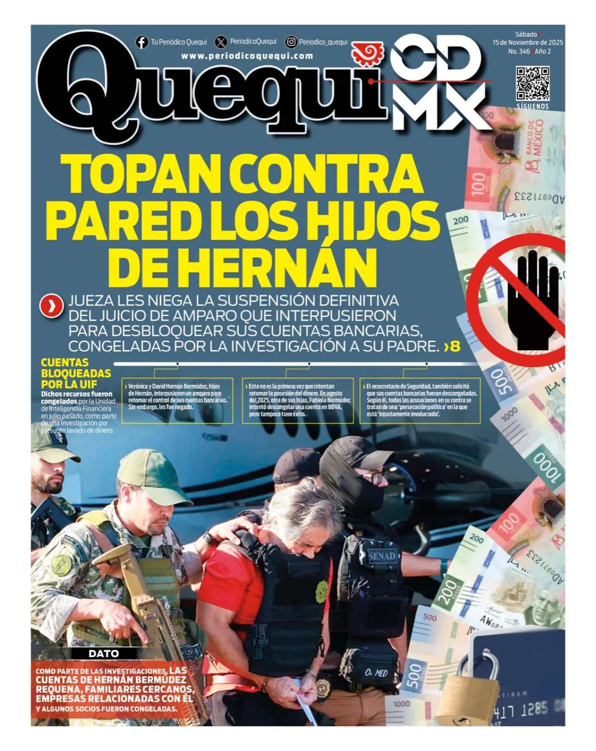 Portada de Quequi CDMX del sábado, 15 de noviembre de 2025