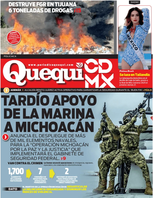 Portada de Quequi CDMX (contraportada) del sábado, 15 de noviembre de 2025
