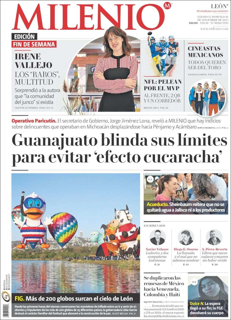 Portada de Milenio Leon del sábado, 15 de noviembre de 2025