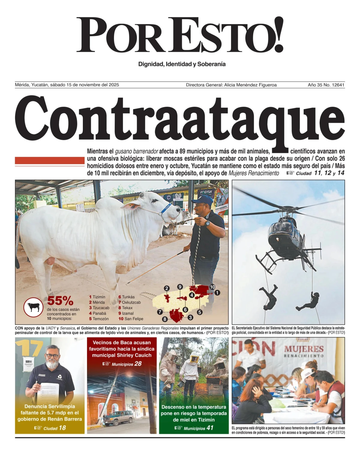 Portada de Por Esto (merida, Yucatan) del sábado, 15 de noviembre de 2025