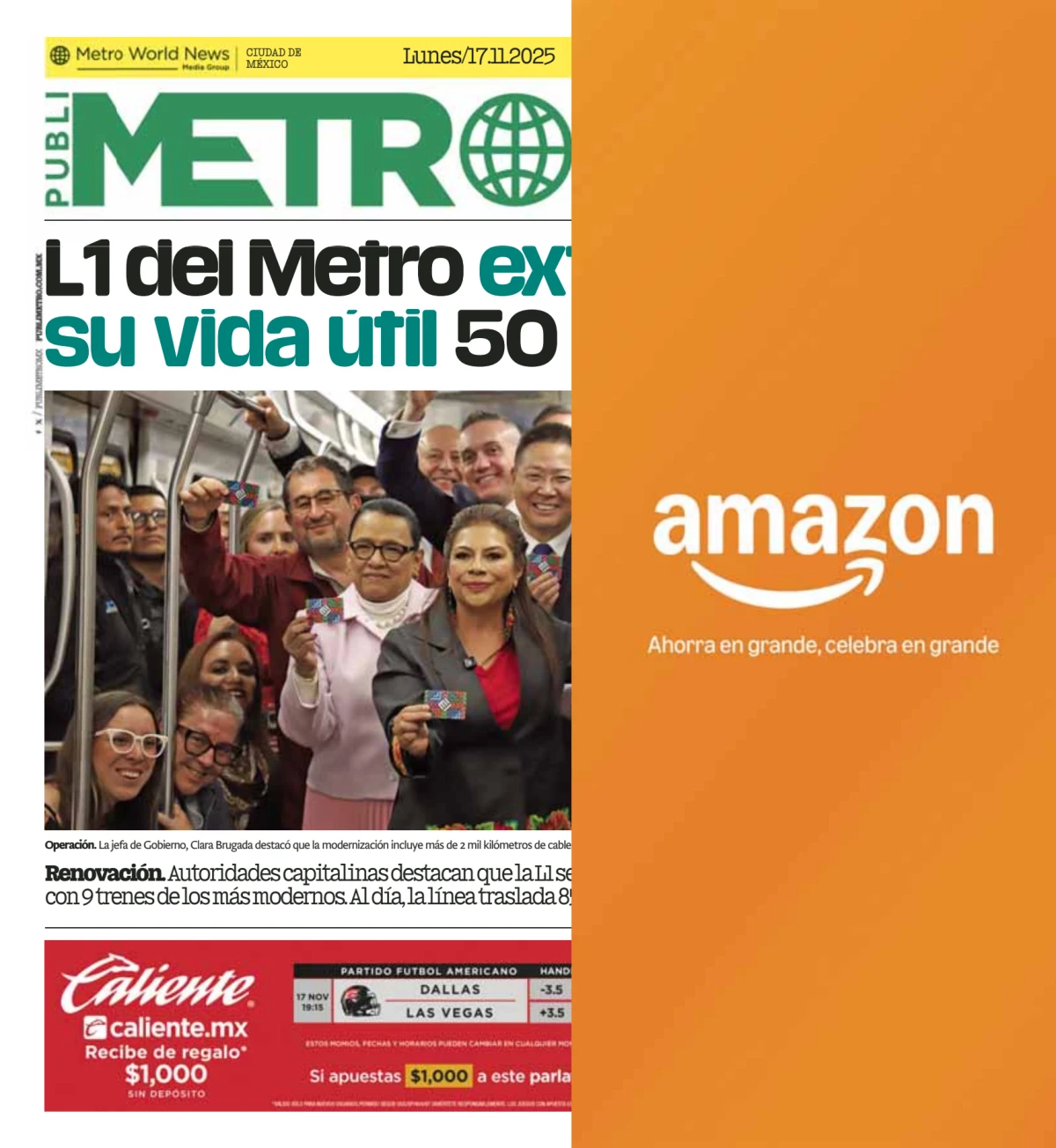 Portada de Publimetro Nacional del lunes, 17 de noviembre de 2025