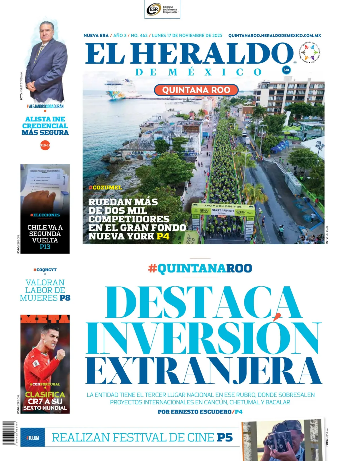 Portada de El Heraldo de Mexico - Quintana Roo