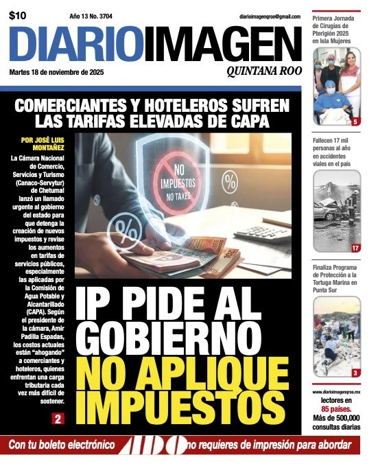 Portada de Diario Imagen Quintana Roo del martes, 18 de noviembre de 2025