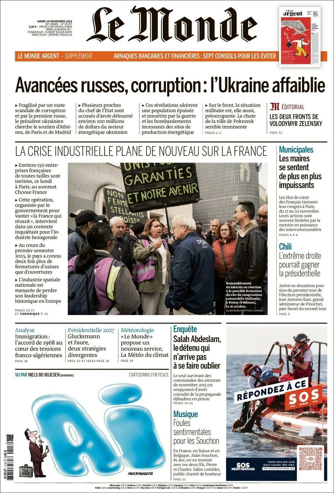Portada de Le Monde del martes, 18 de noviembre de 2025