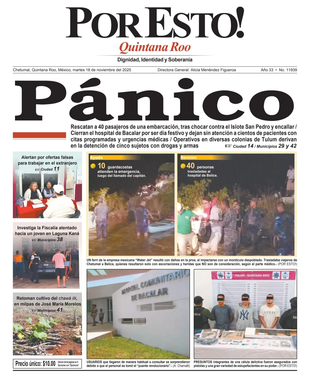 Portada de Por Esto (quintana Roo Chetumal) del martes, 18 de noviembre de 2025
