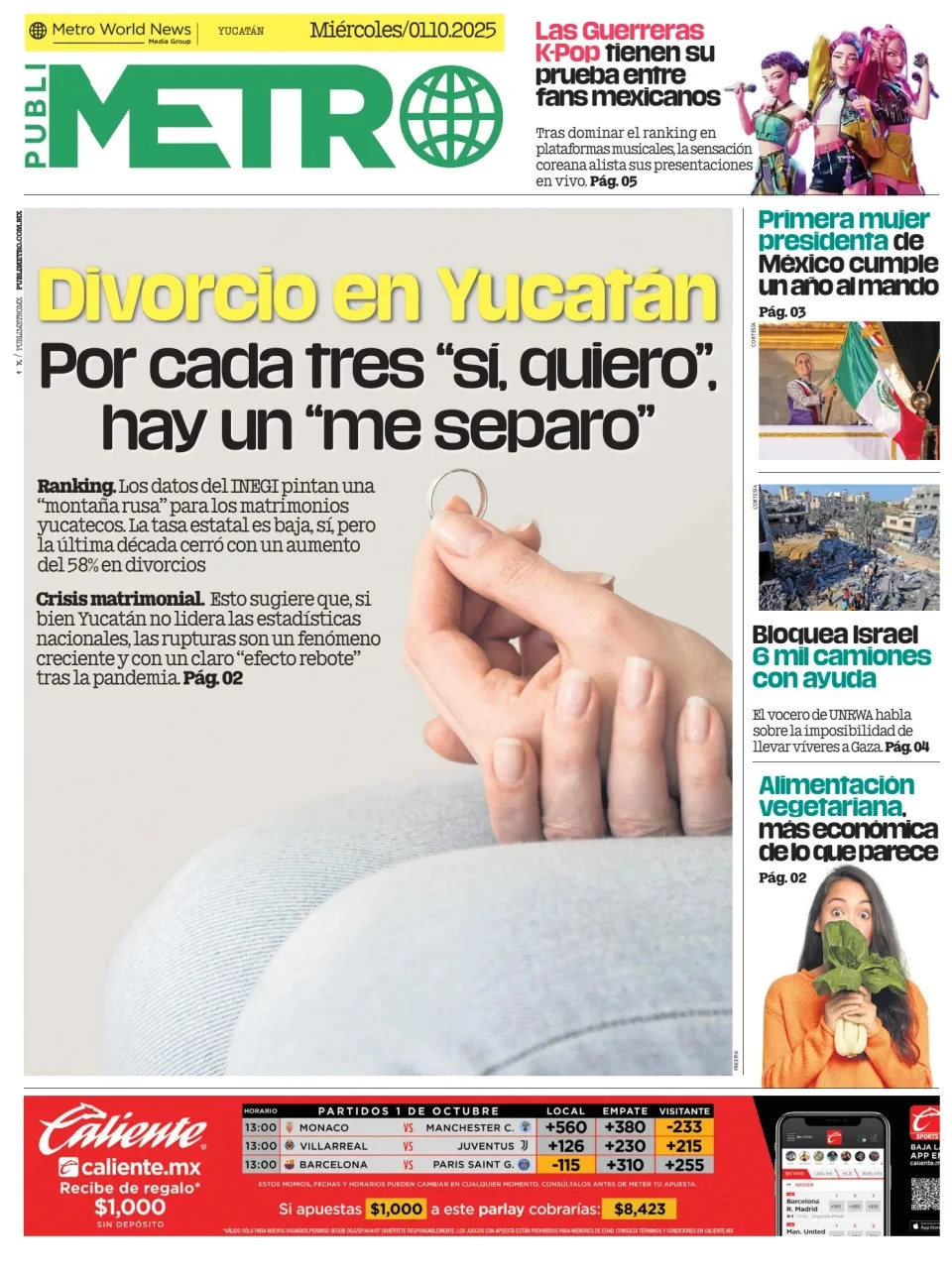 Portada de Publimetro Merida del miércoles, 1 de octubre de 2025