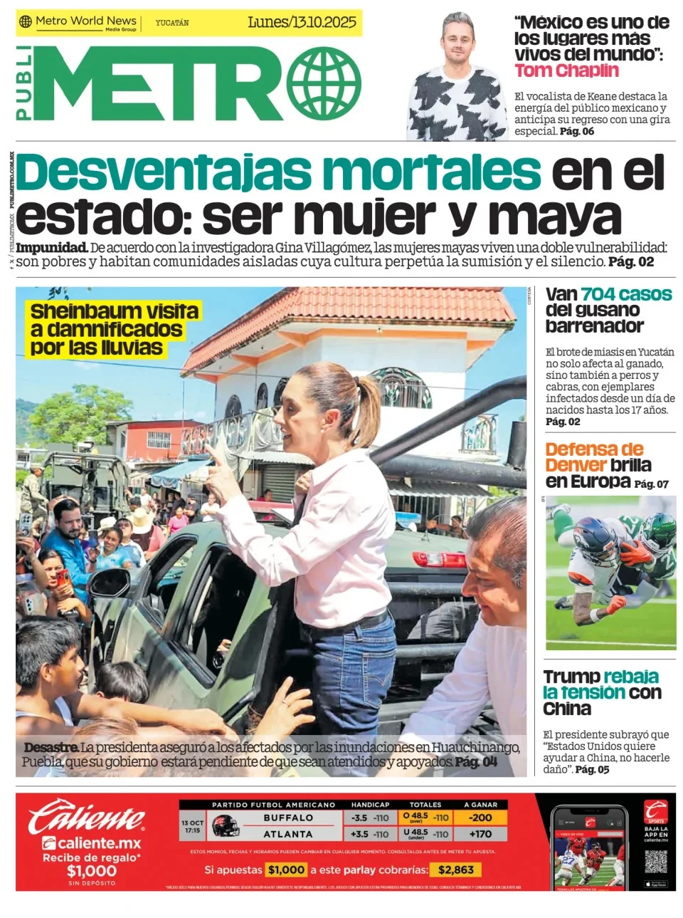 Portada de Publimetro Merida del lunes, 13 de octubre de 2025