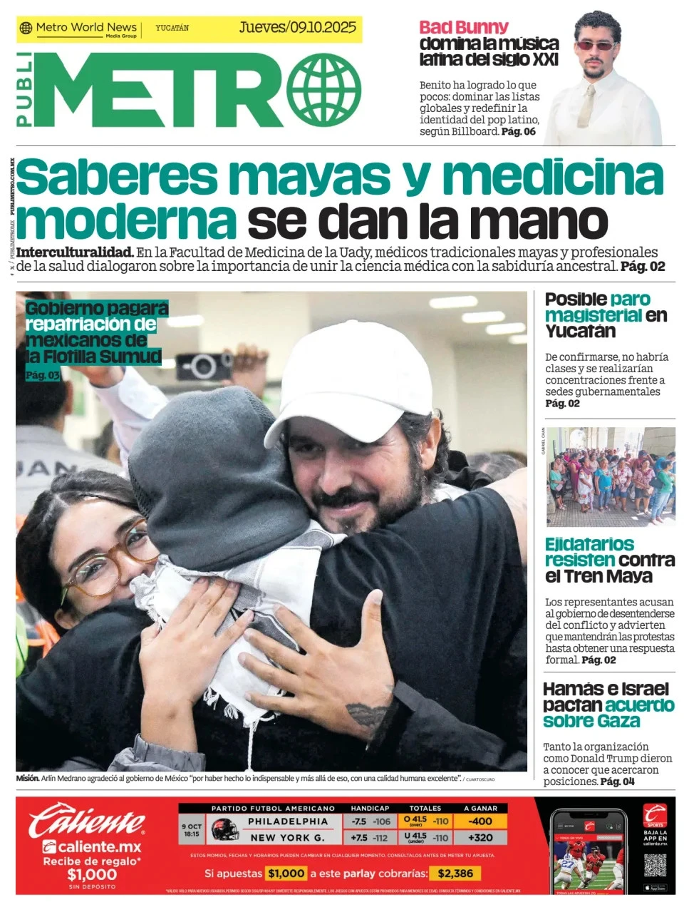 Portada de Publimetro Merida del jueves, 9 de octubre de 2025