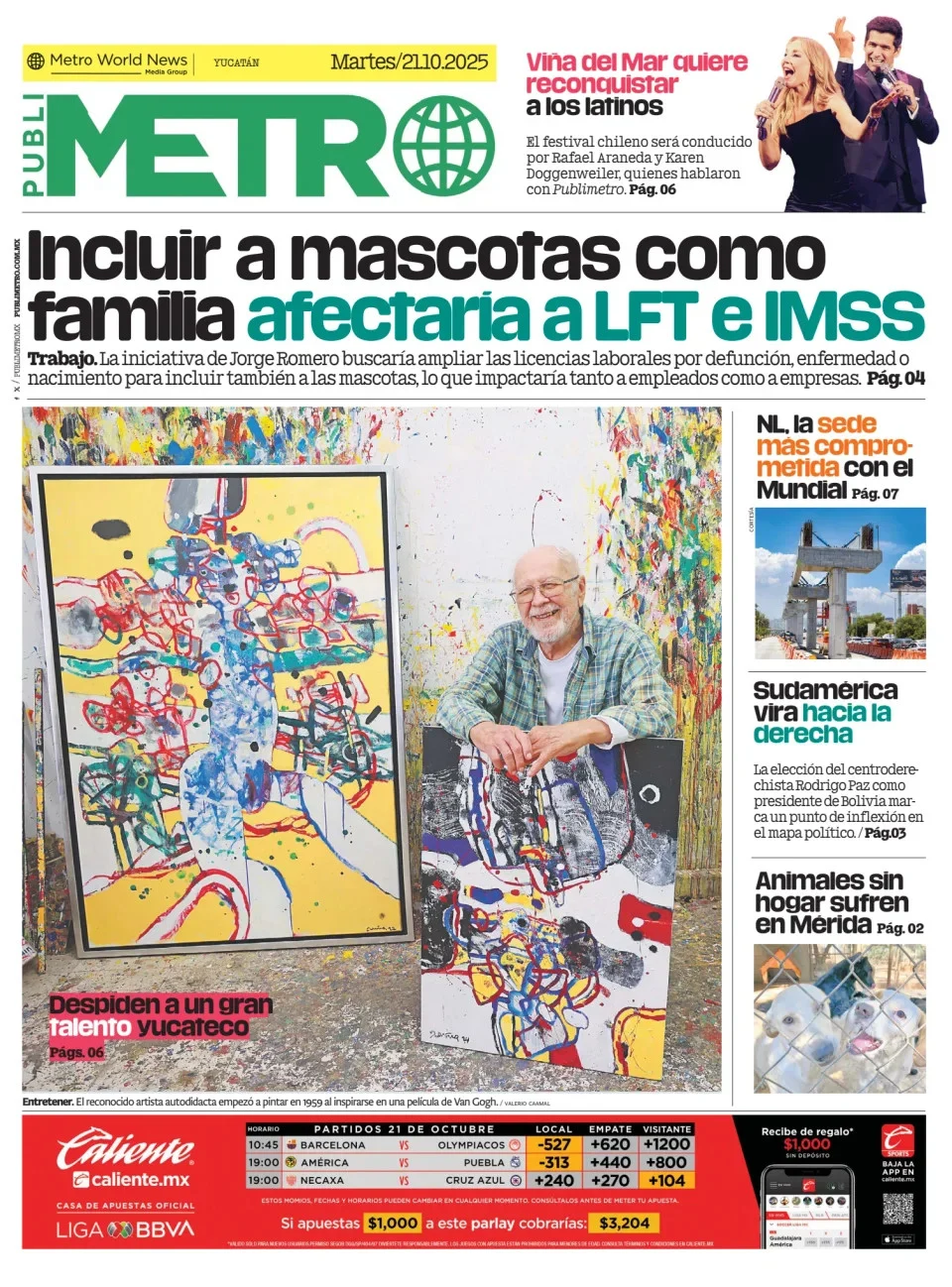 Portada de Publimetro Merida del martes, 21 de octubre de 2025