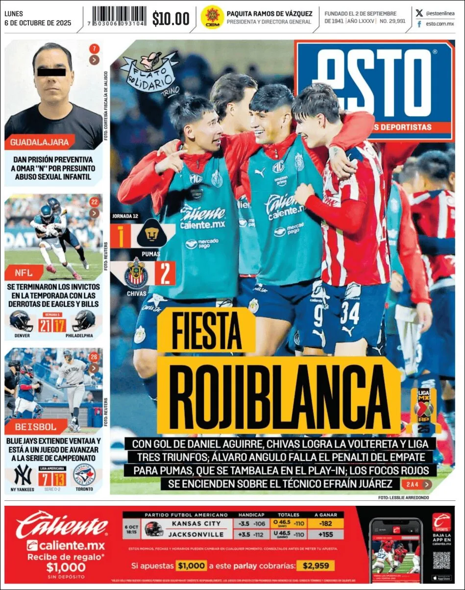 Portada de Esto del lunes, 6 de octubre de 2025
