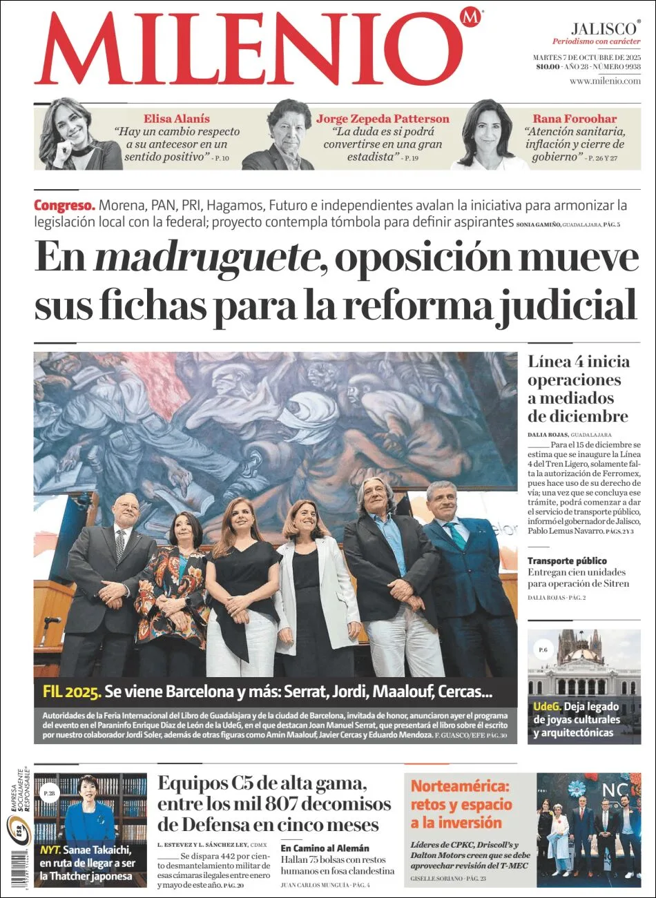 Portada de Milenio Jalisco del martes, 7 de octubre de 2025