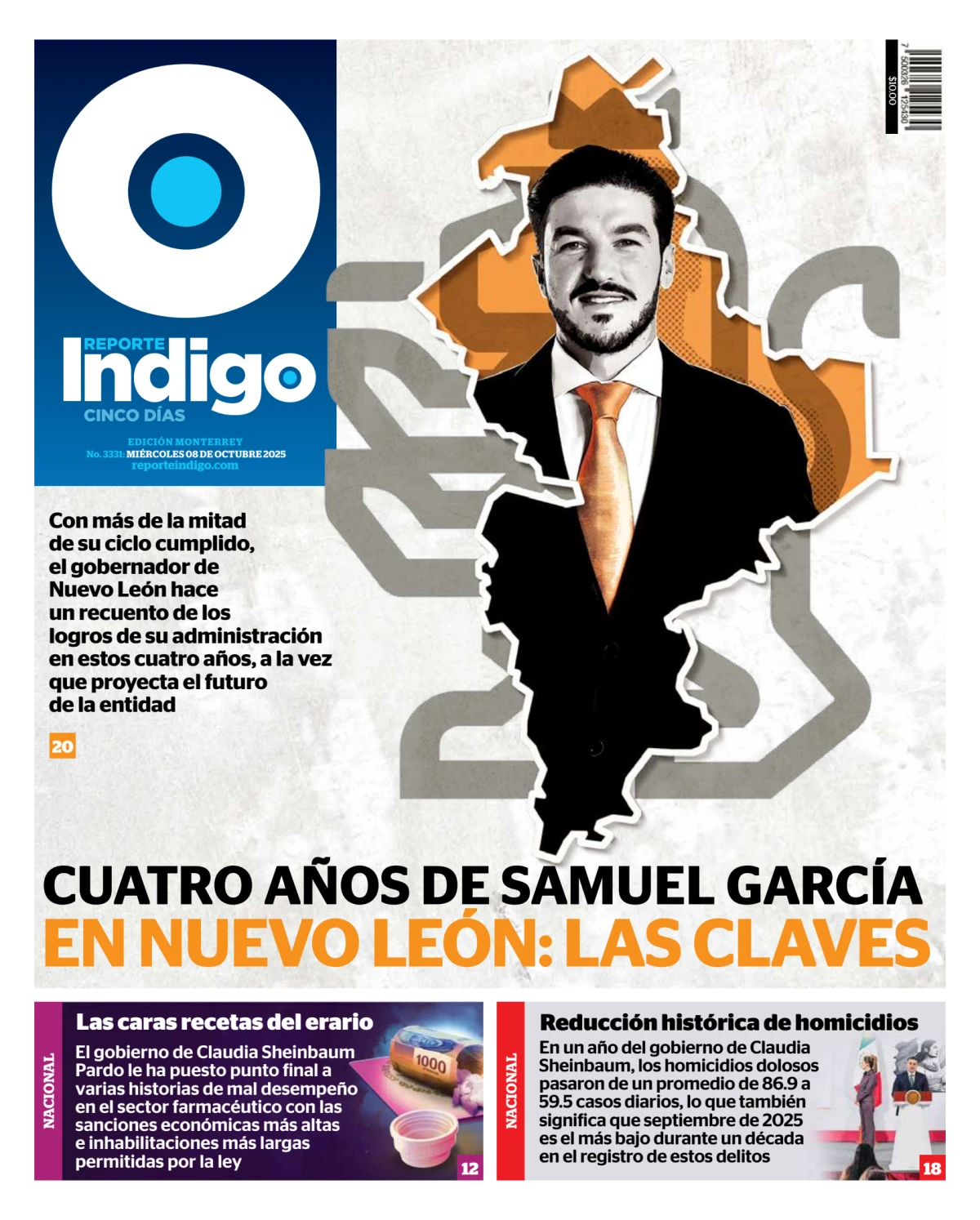Portada de Reporte Indigo Monterrey del miércoles, 8 de octubre de 2025