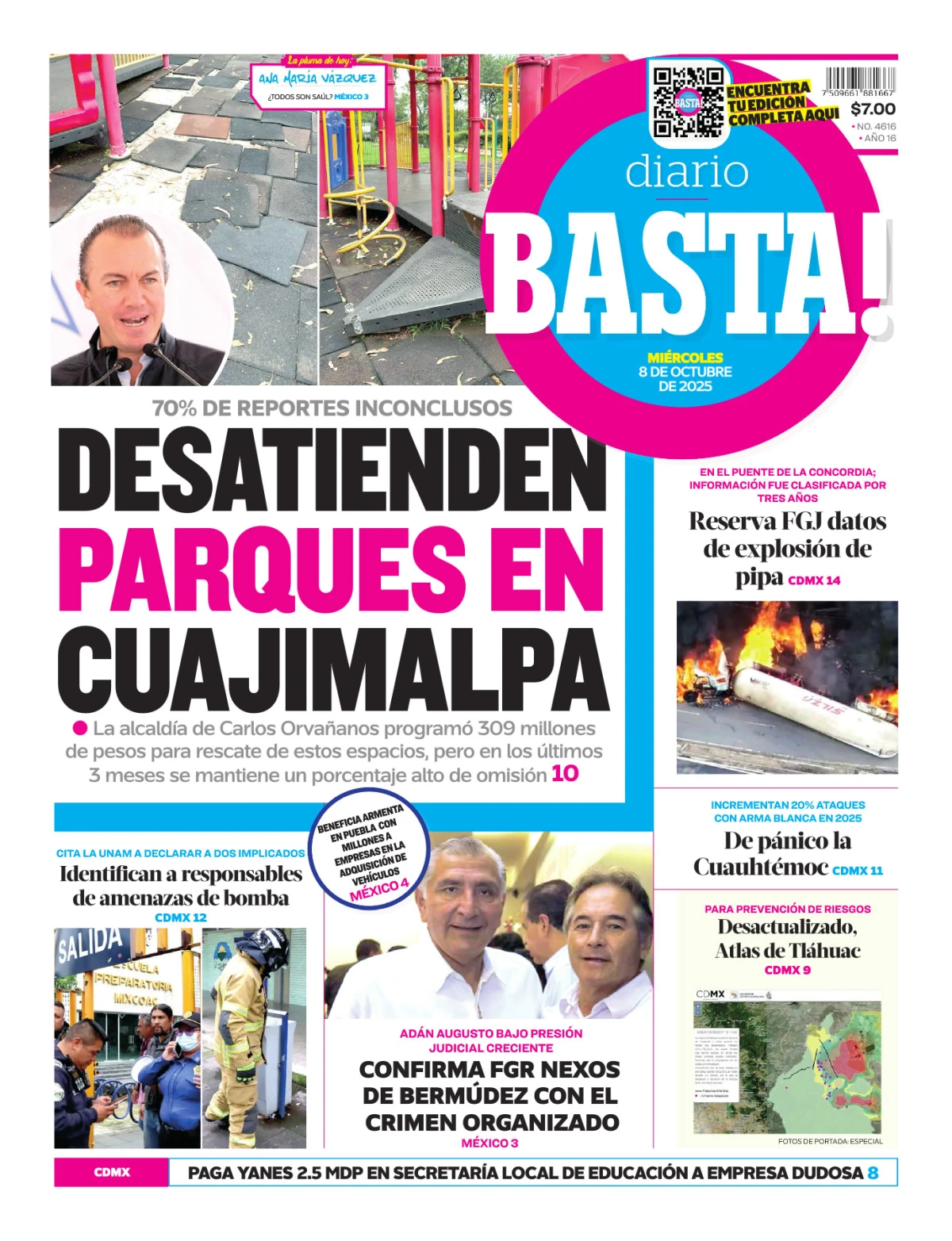 Portada de Basta! (portada) del miércoles, 8 de octubre de 2025