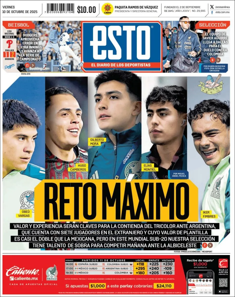Portada de Esto del viernes, 10 de octubre de 2025