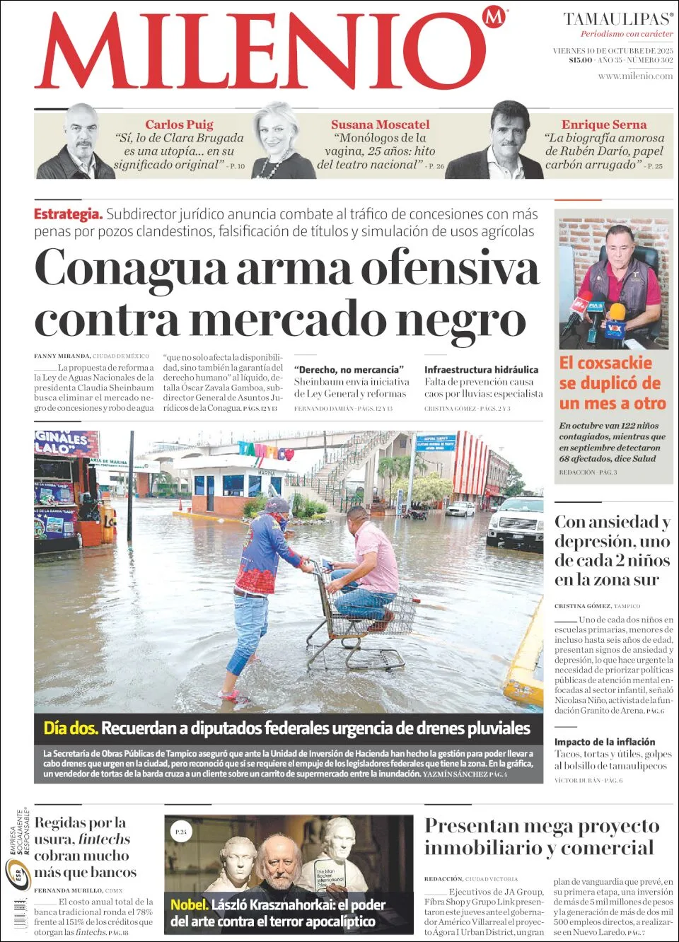 Portada de Milenio Tamaulipas del viernes, 10 de octubre de 2025