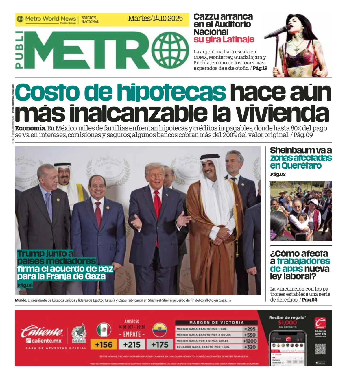 Portada de Publimetro Nacional del martes, 14 de octubre de 2025