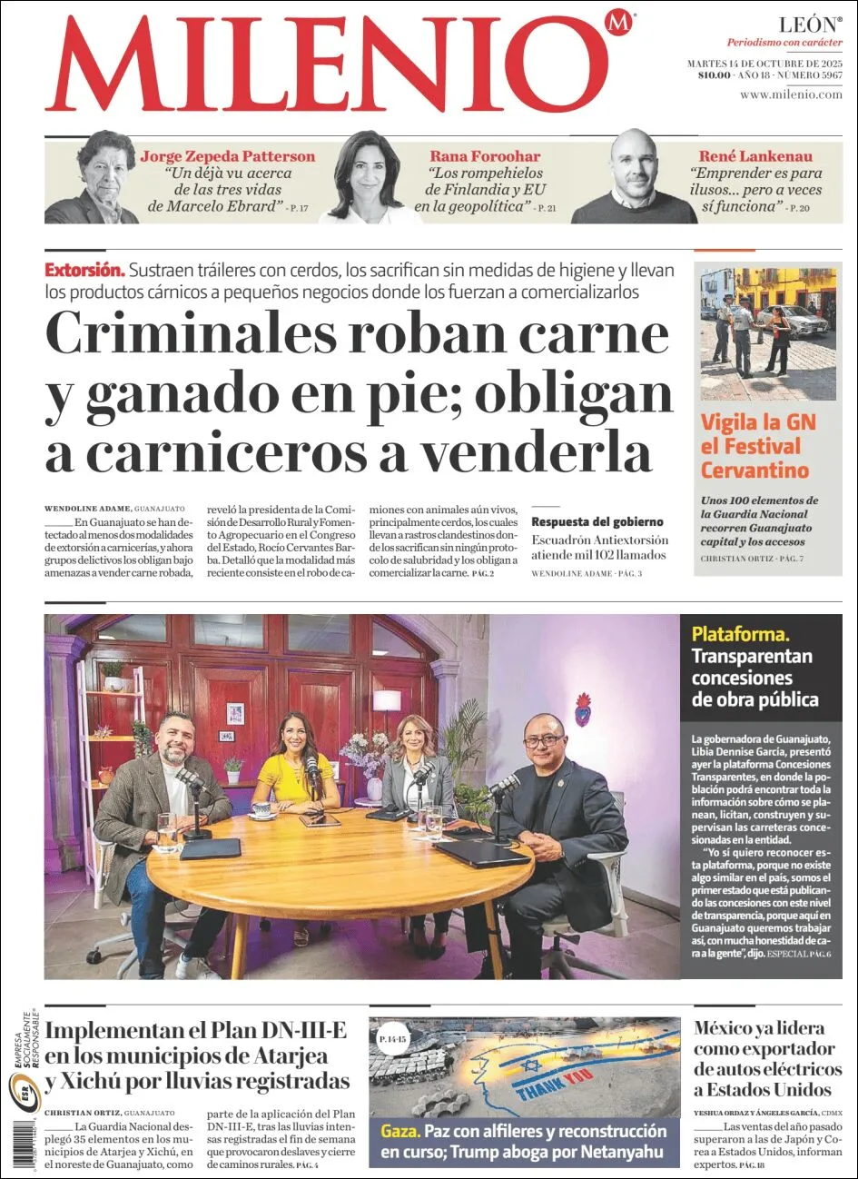 Portada de Milenio Leon del martes, 14 de octubre de 2025