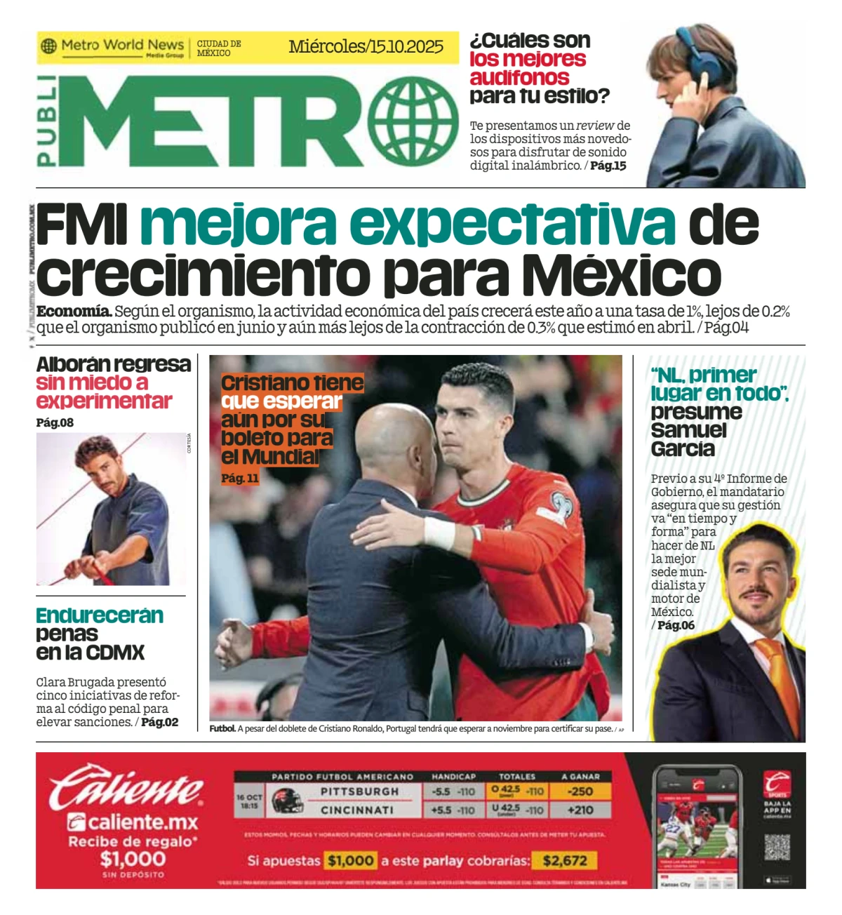 Portada de Publimetro Nacional del miércoles, 15 de octubre de 2025
