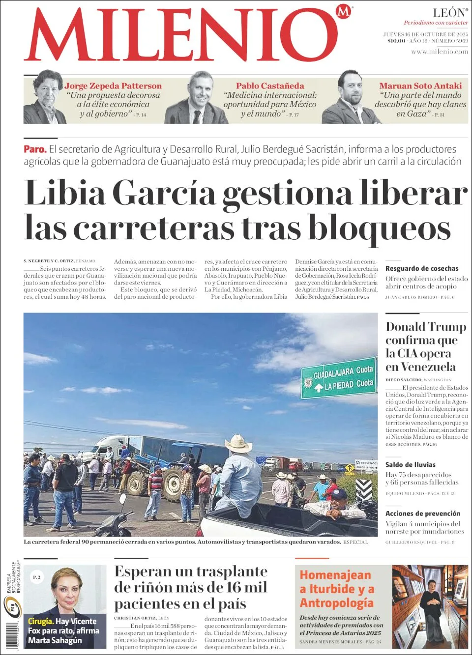 Portada de Milenio Leon del jueves, 16 de octubre de 2025