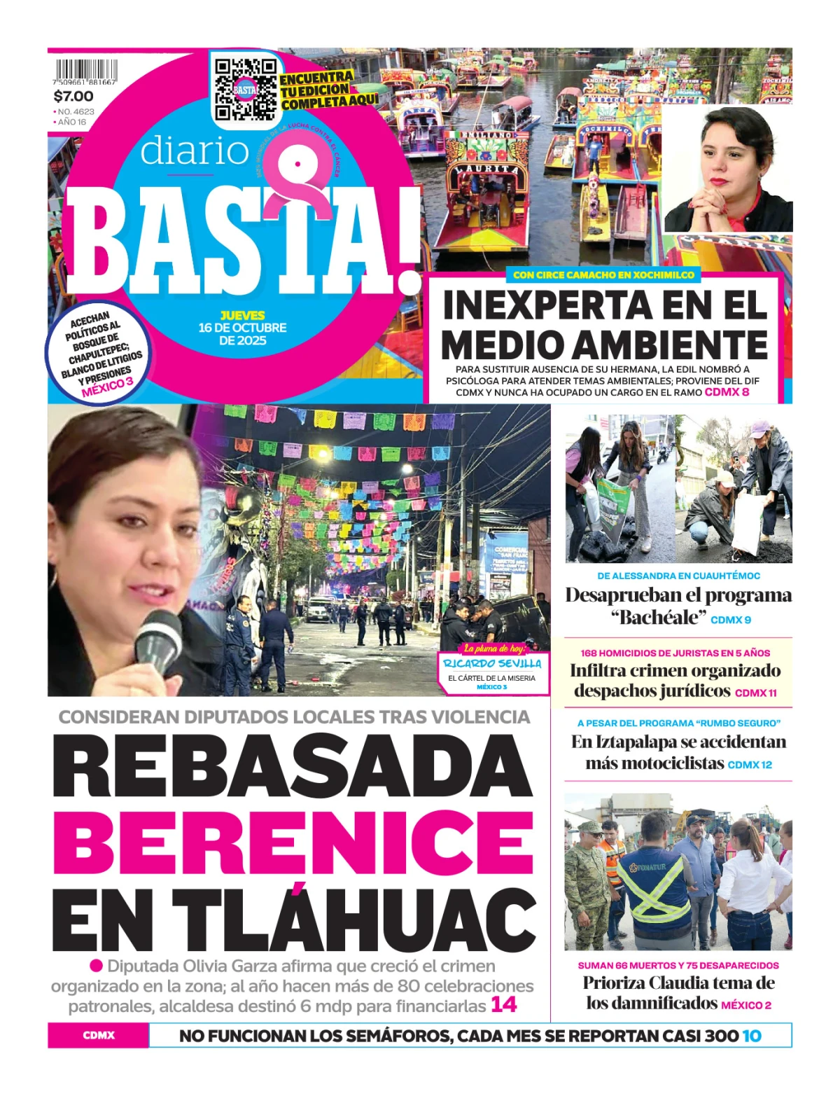 Portada de Basta! (portada) del jueves, 16 de octubre de 2025