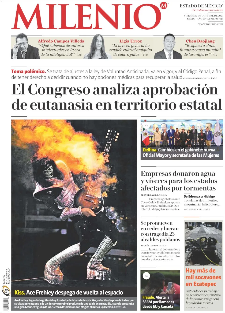 Portada de Milenio Edo de Mexico del viernes, 17 de octubre de 2025
