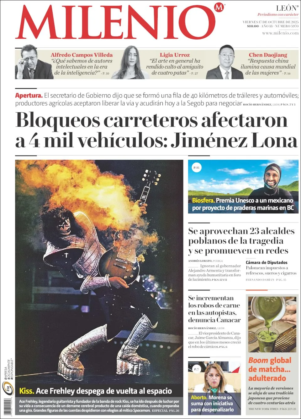 Portada de Milenio Leon del viernes, 17 de octubre de 2025