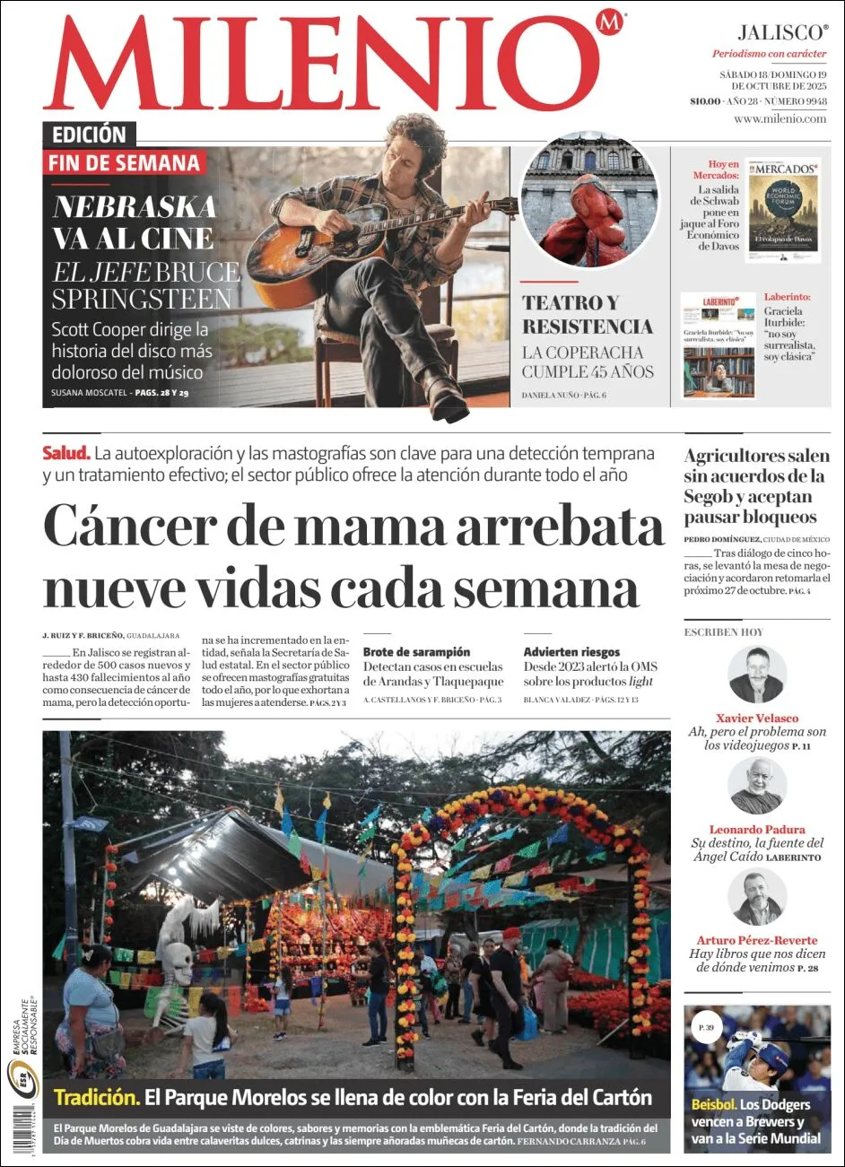 Portada de Milenio Jalisco del sábado, 18 de octubre de 2025