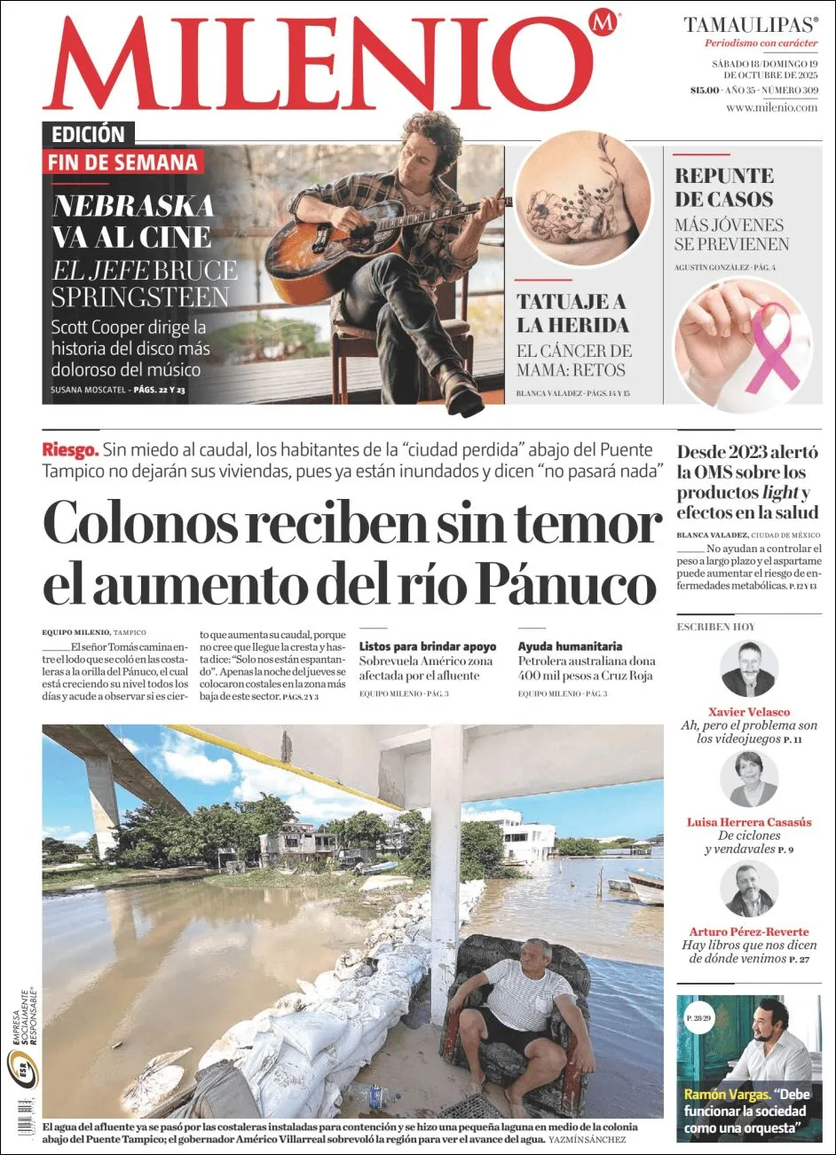 Portada de Milenio Tamaulipas del sábado, 18 de octubre de 2025