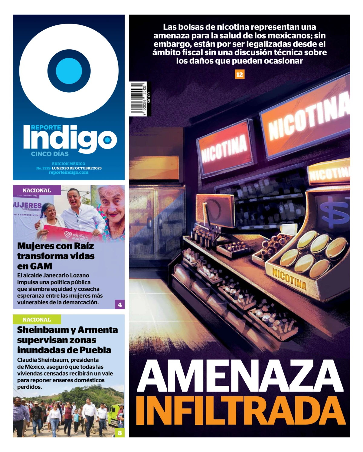 Portada de Reporte Indigo Nacional del lunes, 20 de octubre de 2025